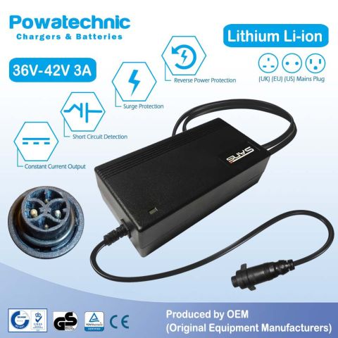 42V 3A MDA 4-pin Type 1 Charger for 36V eBike - PCL3603034