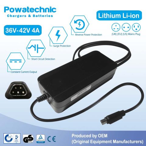 42V 4A TRP 5-pin Li-Ion Charger for 36V Joycube & Phylion Battery