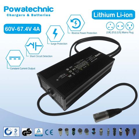 Solar FF scooter 60V (XLR 3-pin) Battery Charger