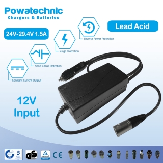 PWT1-22501 - 12V Cigarette Lighter Invert to 29.4V 2A Charger for 24V Lead Acid Battery