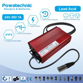 PWT27501 - 29V 7A Lead Acid XLR 3pin Charger for 24V battery