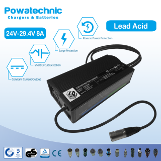 29.4 8A Lead Acid AGM Gel Charger for 24V Scooter, E-Bike battery