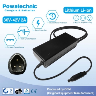 42V 3A PEN 3-pin Li-Ion Charger for 36V Phylion Battery