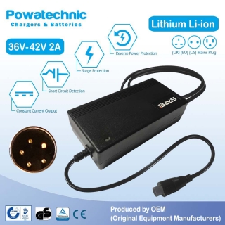 42V 2A Metal 5-pin Li-Ion Charger for 36V Joycube & Phylion Battery