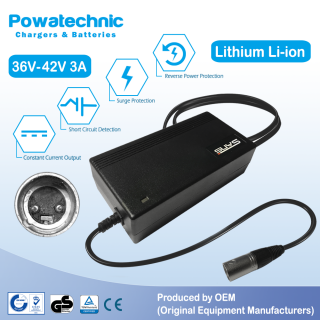 42V 3A XLR 2-pin (5-pin) Charger for Giant E-Bike