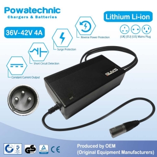 PWT34001_GT3 - 42V 4A XLR 3-pin Charger for Giant E-Bike