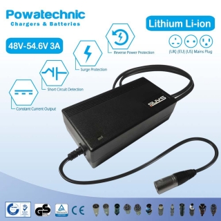 PWT43022 - 54.6V 3A Xiaomi Li-Ion Charger for 48V e-Bike, Scooter