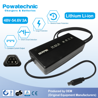 54.6V 3A TRP 5-pin Li-Ion Charger for 48V Joycube & Phylion Battery