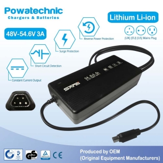 54.6V 3A TRP 5-pin Li-Ion Charger for 48V Joycube & Phylion Battery