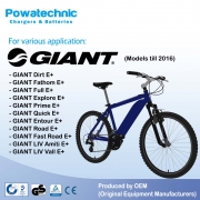 GLI180A GIANT (EB) Entour E+ Bike [2017 on] 36V (XLR 3-pin) Battery Charger 3